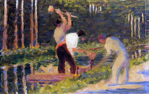  Georges Seurat Men Laying Stakes - Art Print