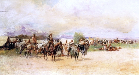  Baldomero Galofre Y Gimemez Men with Horses - Art Print