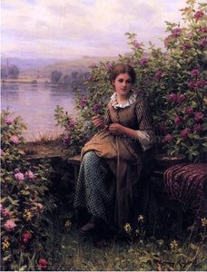  Daniel Ridgway Knight Mending - Art Print