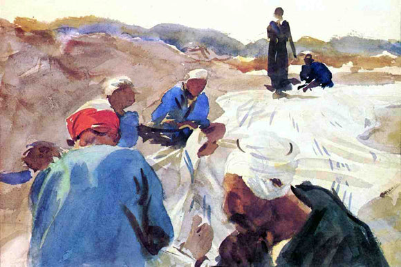  John Singer Sargent Mending a Sail - Art Print