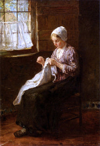  Jozef Israels Mending By A Window - Art Print