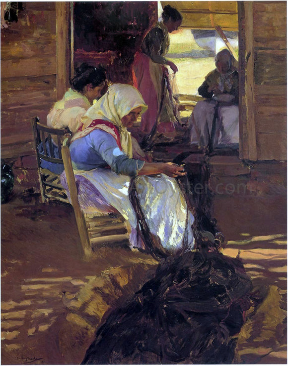  Joaquin Sorolla Y Bastida Mending Nets - Art Print