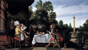  Esaias Van de Velde Merry Company Banqueting on a Terrace - Art Print