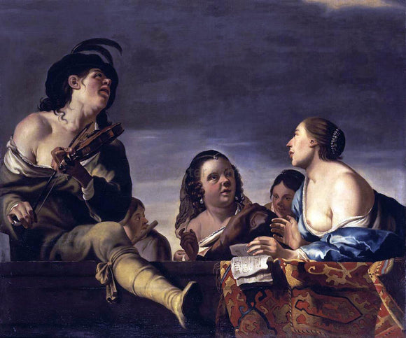  Jan Gerritsz Van Bronchorst Merry Company with a Violinist - Art Print