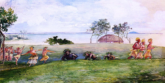  John La Farge Military Reception and War-Dance in Our Honor at Sapapali, Samoa - Art Print