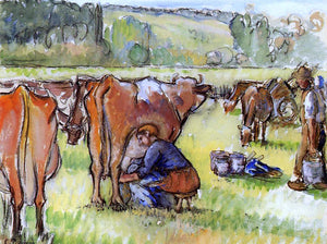  Camille Pissarro Milking Cows - Art Print