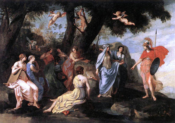  Jacques Stella Minerva and the Muses - Art Print