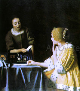  Johannes Vermeer Mistress and Maid - Art Print