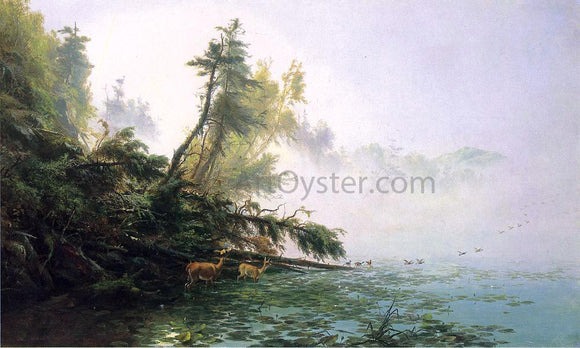  James McDougal Hart Misty Morning on Racket Lake - Art Print