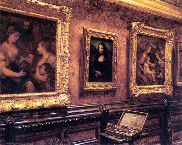  Louis Beroud Mona Lisa at the Louvre - Art Print