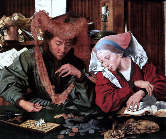  Marinus Van Reymerswaele Money-Changer and his Wife - Art Print