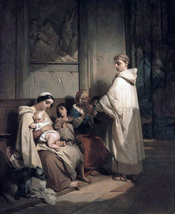  Louis Gallait Monk Feeding the Poor - Art Print