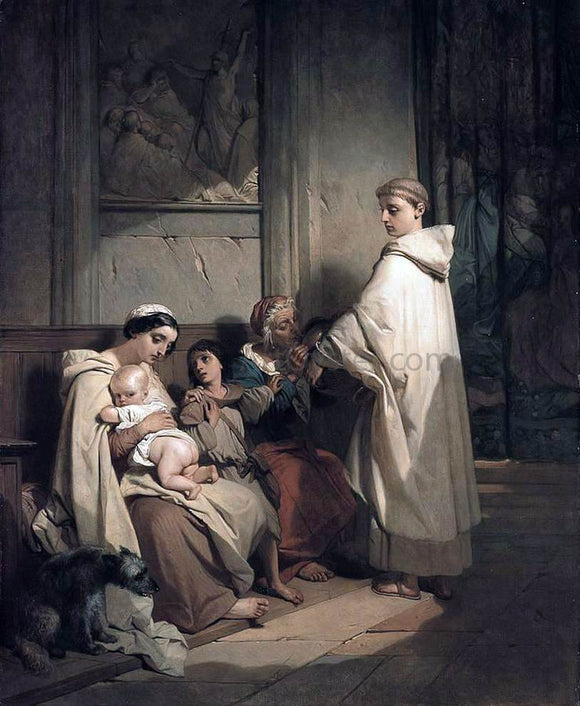  Louis Gallait Monk Feeding the Poor - Art Print