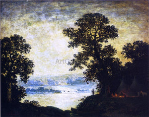  Ralph Albert Blakelock Moonlight, Indian Encampment - Art Print