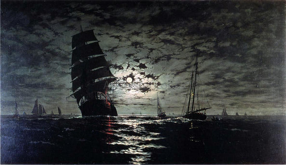  Franklin J Stanwood Moonlight Marine - Art Print