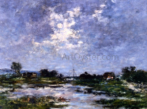  Eugene-Louis Boudin Moonlight on the Marshes, The Toques - Art Print