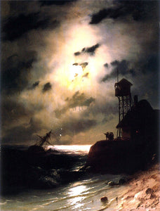  Ivan Constantinovich Aivazovsky Moonlit Seascape With Shipwreck - Art Print