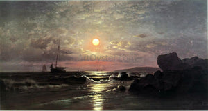  Francis A Silva Moonrise on the New England Coast - Art Print