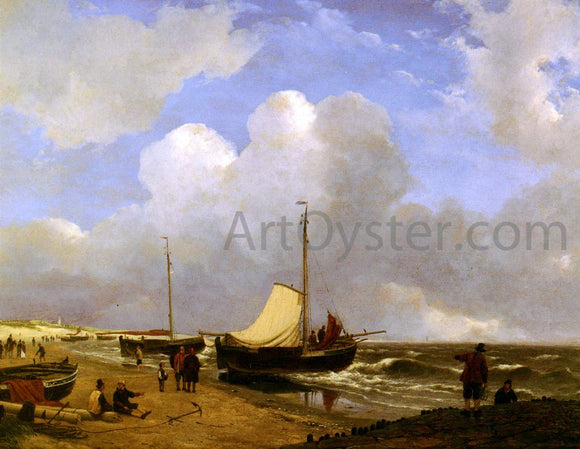  Andreas Schelfhout Moored on the Beach - Art Print