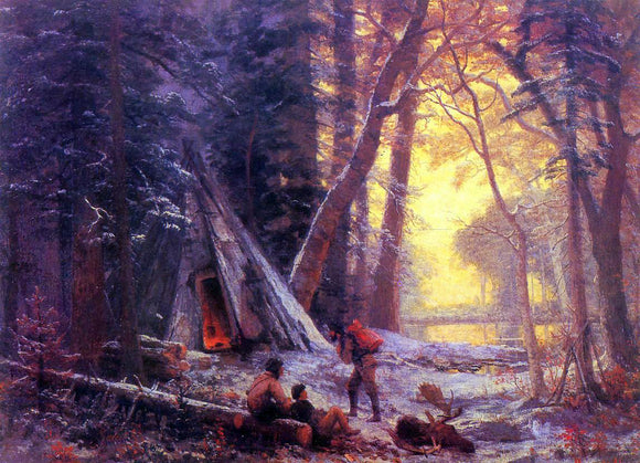  Albert Bierstadt Moose Hunters' Camp - Art Print