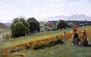  Jean-Baptiste-Camille Corot Mornex (Haute-Savoie) - Au fond, le mole - Art Print