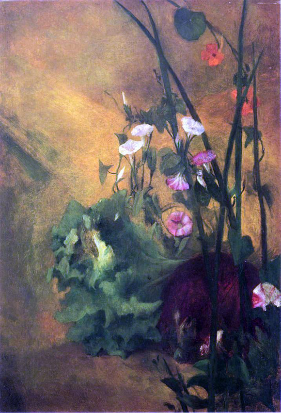  John La Farge Morning Glories and Eggplant - Art Print