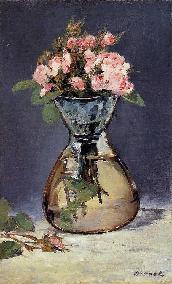  Edouard Manet Mosee Roses in a Vase - Art Print