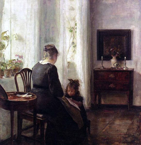  Carl Vilhelm Holsoe Mother and Child by a window - Art Print