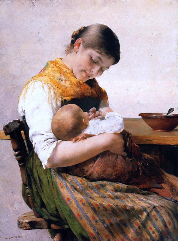  George Jakobides Mother and Child - Art Print