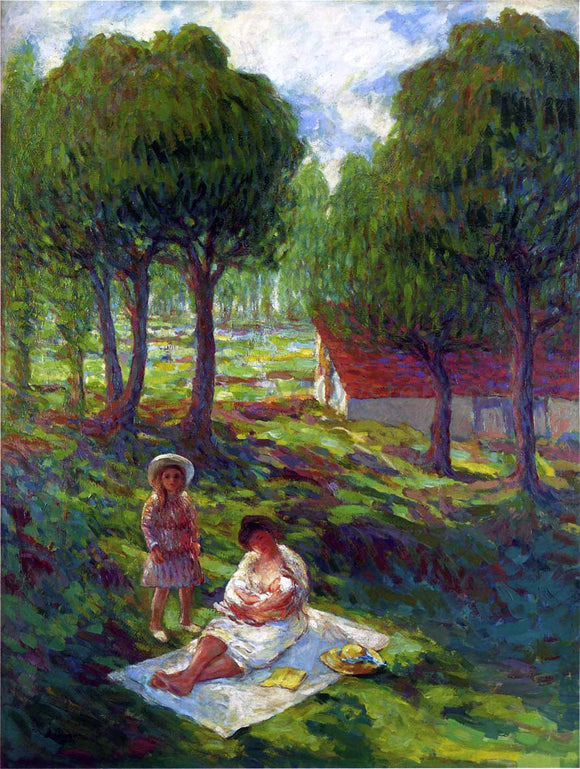  Henri Lebasque Mother and Child in a Landscape - Art Print