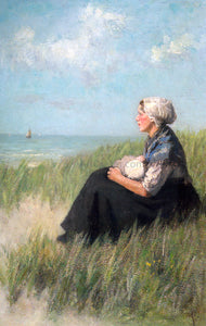  David Constant Artz Mother and Child in the Dunes - Art Print