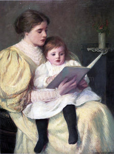  Frederick Warren Freer Mother and Child Reading - Art Print