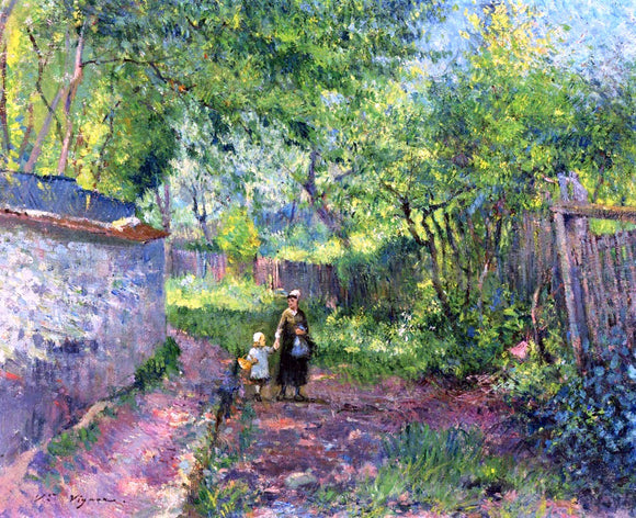  Victor Vignon Mother and Child taking a Walk - Art Print