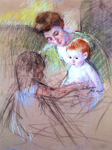  Mary Cassatt Mother and Daughter Looking at the Baby - Art Print