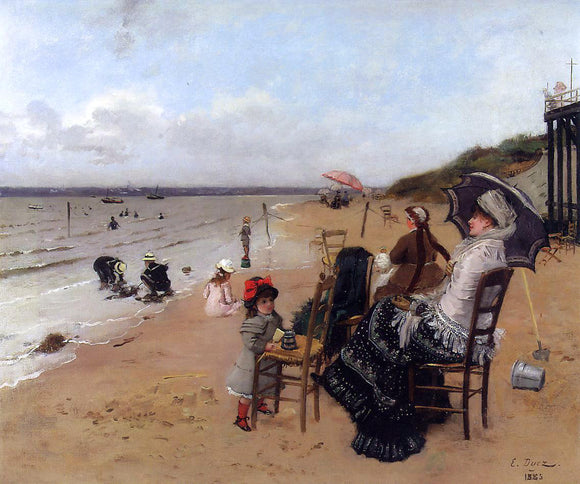  Ernst-Ange Duez Mother and Daughter on the Beach - Art Print