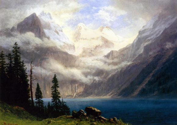  Albert Bierstadt Mountain Scene - Art Print