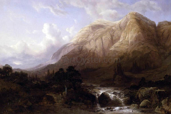  Alexandre Calame Mountainous Landscape with a Torrent - Art Print