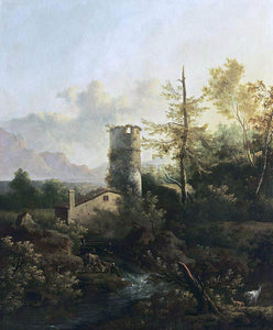  Frederick De Moucheron Mountainous Wooded River Landscape - Art Print