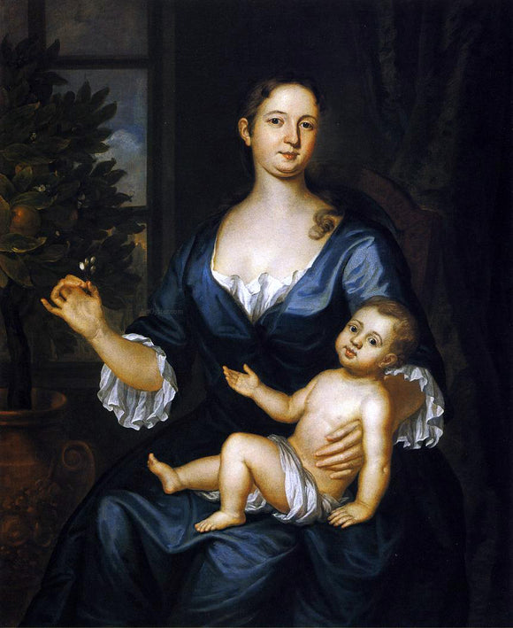  John Smibert Mrs. Francis Brinley and Son Francis - Art Print
