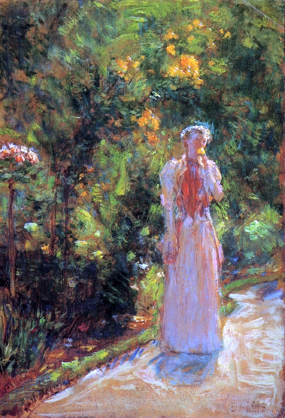  Frederick Childe Hassam Mrs. Hassam in the Garden - Art Print