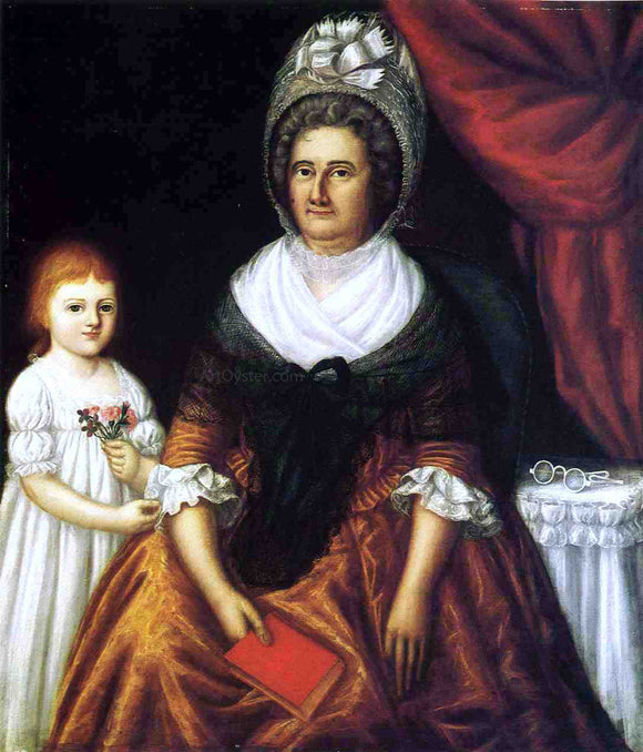  Joshua Johnson Mrs. John Moale (Ellin North) and Ellin North Moale - Art Print