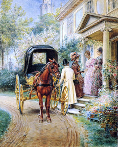  Edward Lamson Henry Mrs. Lydig and Her Daughter Greeting Their Guest - Art Print