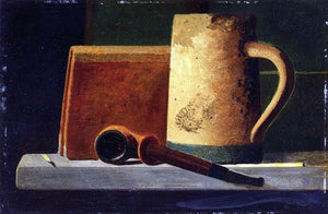  John Frederick Peto Mug, Pipe and Book in Window Ledge - Art Print