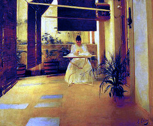  Ramon I Carbo Mujer en el patio - Art Print