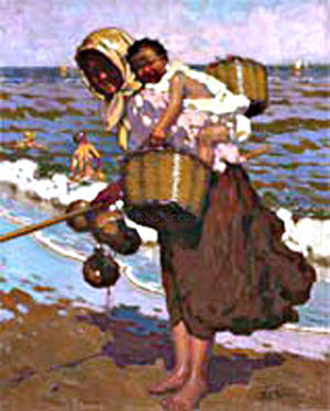  Alberto Pla Y Rubio Mujer en la Playa - Art Print
