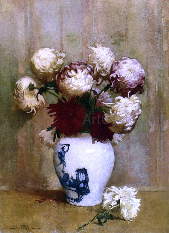  Emil Carlsen Mums in an Oriental Vase - Art Print