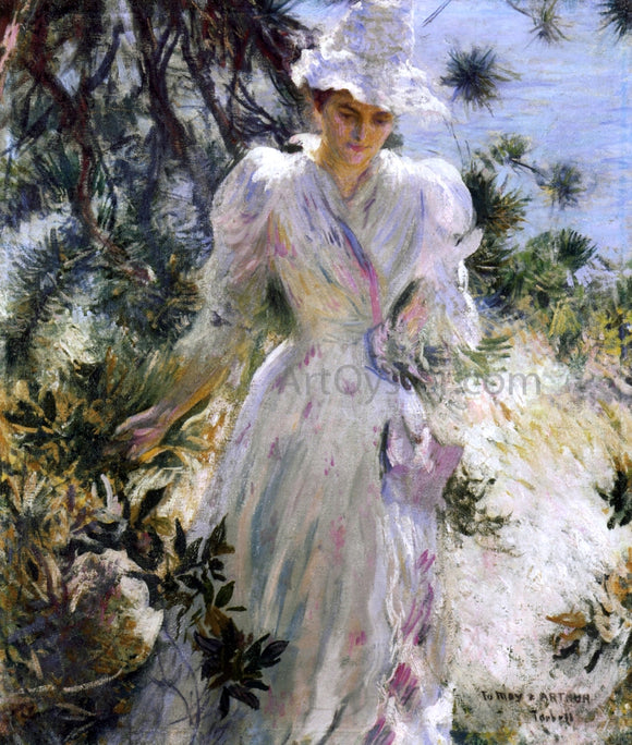  Edmund Tarbell My Wife, Emeline, in a Garden - Art Print