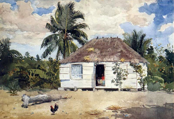  Winslow Homer Native Huts, Nassau - Art Print