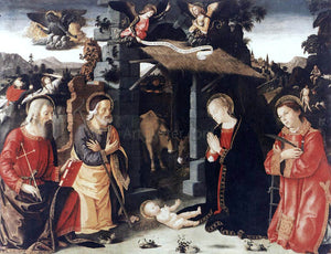  Antoniazzo Romano Nativity with Sts Lawrence and Andrew - Art Print