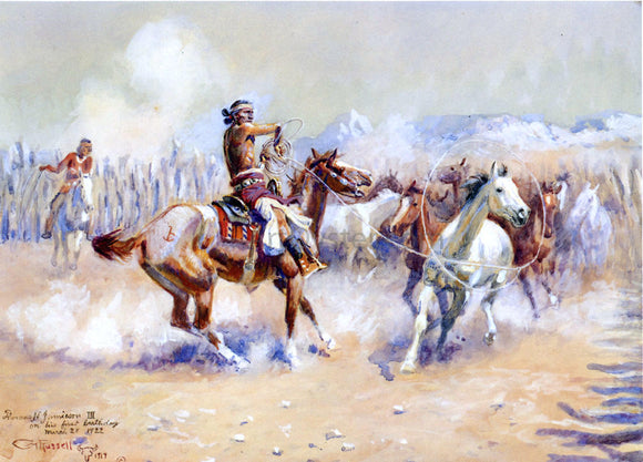  Charles Marion Russell Navajo Wild Horse Hunters - Art Print